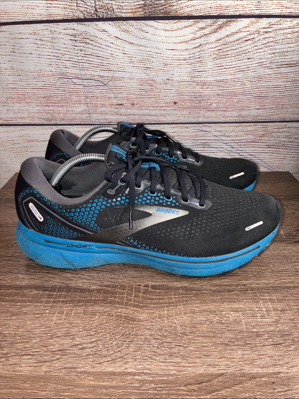 Pre Owned Brooks Ghost 14 Men's Running Shoes Black Blue Size 12
